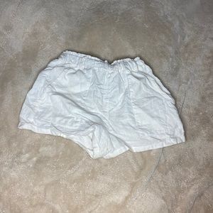 White Fabric Shorts